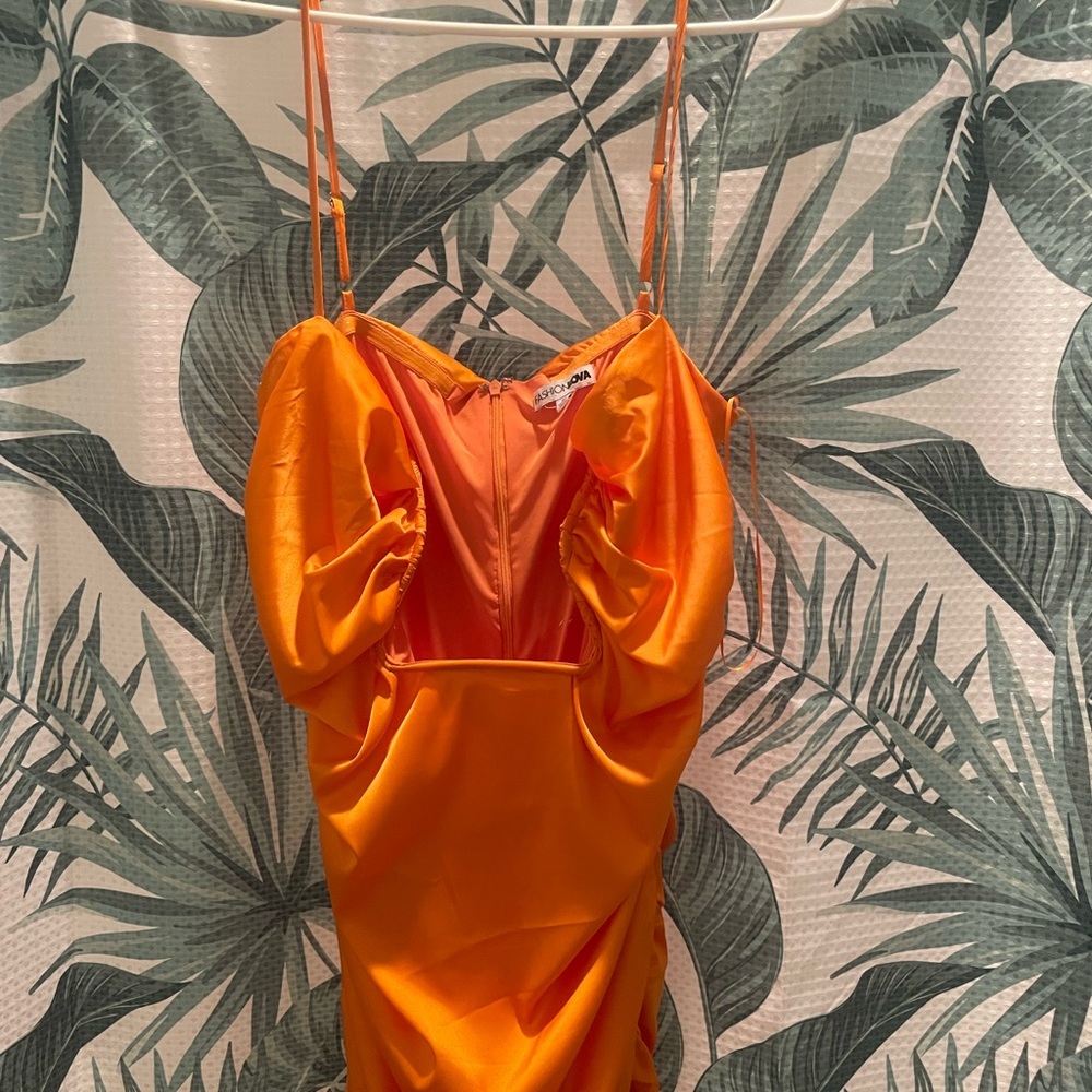 Fashion Nova silk orange dress